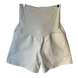 Liz Lange | Maternity High-Waisted White Denim Shorts Size Small